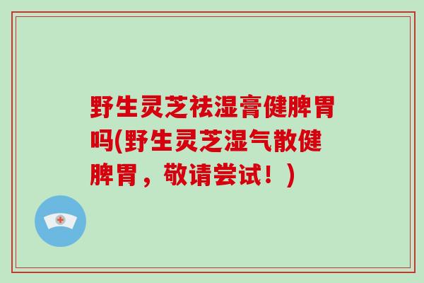 野生灵芝祛湿膏健脾胃吗(野生灵芝湿气散健脾胃,敬请尝试!)-第1张图片-破壁灵芝孢子粉研究指南 野生灵芝祛湿膏健脾胃吗(野生灵芝湿气散健脾胃,敬请尝试!)-第1张图片-破壁灵芝孢子粉研究指南