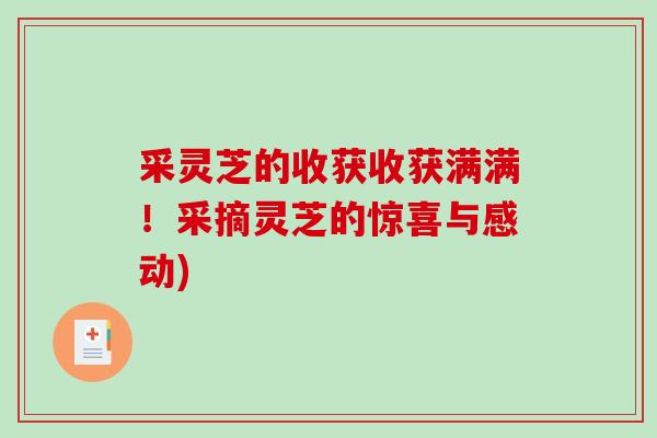 采灵芝的收获收获满满!采摘灵芝的惊喜与感动)-第1张图片-破壁灵芝孢子粉研究指南 采灵芝的收获收获满满!采摘灵芝的惊喜与感动)-第1张图片-破壁灵芝孢子粉研究指南