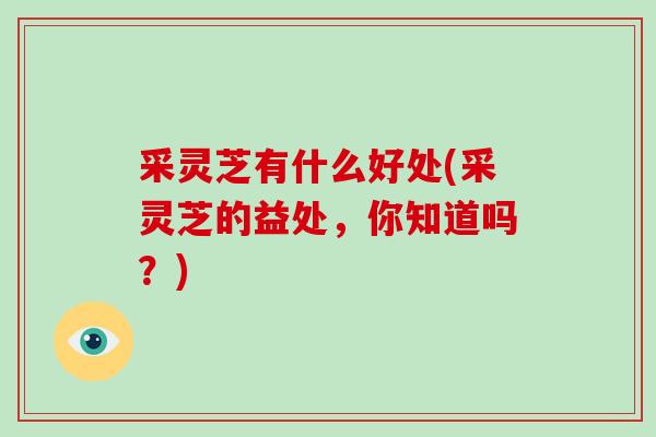 采灵芝有什么好处(采灵芝的益处,你知道吗?)-第1张图片-破壁灵芝孢子粉研究指南 采灵芝有什么好处(采灵芝的益处,你知道吗?)-第1张图片-破壁灵芝孢子粉研究指南