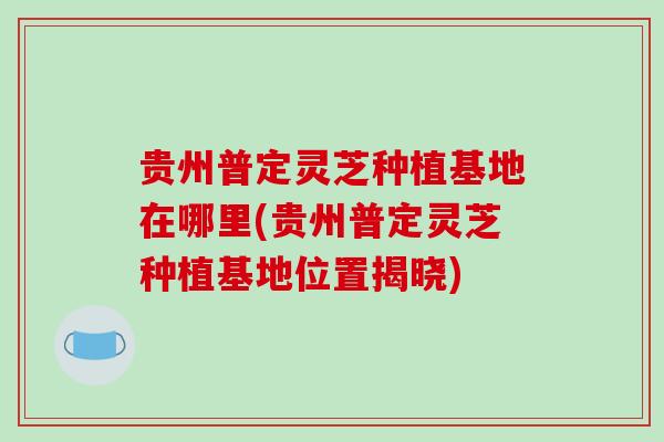 贵州普定灵芝种植基地在哪里(贵州普定灵芝种植基地位置揭晓)-第1张图片-破壁灵芝孢子粉研究指南 贵州普定灵芝种植基地在哪里(贵州普定灵芝种植基地位置揭晓)-第1张图片-破壁灵芝孢子粉研究指南