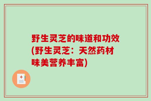 野生灵芝的味道和功效(野生灵芝:天然药材味美营养丰富)-第1张图片-破壁灵芝孢子粉研究指南 野生灵芝的味道和功效(野生灵芝:天然药材味美营养丰富)-第1张图片-破壁灵芝孢子粉研究指南