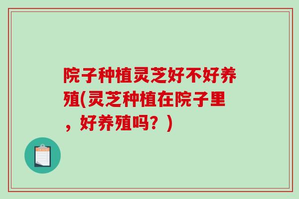 院子种植灵芝好不好养殖(灵芝种植在院子里,好养殖吗?)-第1张图片-破壁灵芝孢子粉研究指南 院子种植灵芝好不好养殖(灵芝种植在院子里,好养殖吗?)-第1张图片-破壁灵芝孢子粉研究指南