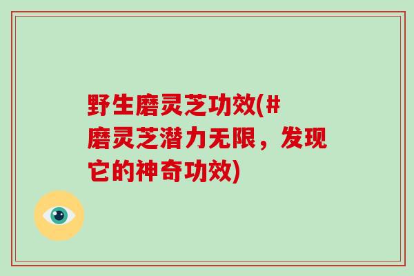 野生磨灵芝功效(# 磨灵芝潜力无限,发现它的神奇功效)-第1张图片-破壁灵芝孢子粉研究指南 野生磨灵芝功效(# 磨灵芝潜力无限,发现它的神奇功效)-第1张图片-破壁灵芝孢子粉研究指南