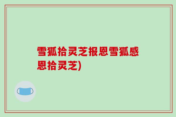 雪狐拾灵芝报恩雪狐感恩拾灵芝)-第1张图片-破壁灵芝孢子粉研究指南 雪狐拾灵芝报恩雪狐感恩拾灵芝)-第1张图片-破壁灵芝孢子粉研究指南