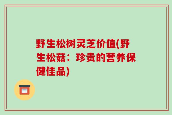 野生松树灵芝价值(野生松菇:珍贵的营养保健佳品)-第1张图片-破壁灵芝孢子粉研究指南 野生松树灵芝价值(野生松菇:珍贵的营养保健佳品)-第1张图片-破壁灵芝孢子粉研究指南