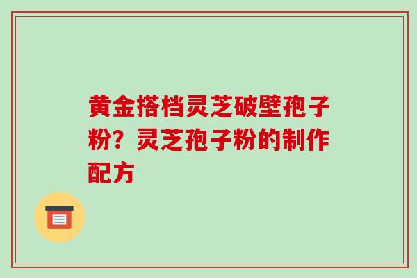 黄金搭档灵芝破壁孢子粉？灵芝孢子粉的制作配方-第1张图片-破壁灵芝孢子粉研究指南
