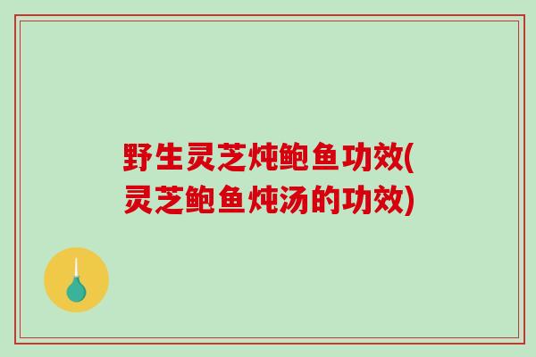 野生灵芝炖鲍鱼功效(灵芝鲍鱼炖汤的功效)-第1张图片-破壁灵芝孢子粉研究指南 野生灵芝炖鲍鱼功效(灵芝鲍鱼炖汤的功效)-第1张图片-破壁灵芝孢子粉研究指南