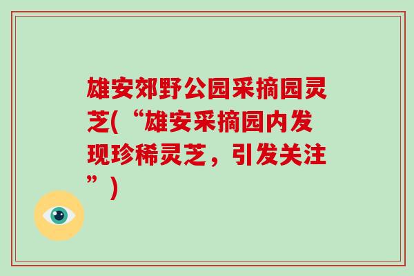 雄安郊野公园采摘园灵芝(“雄安采摘园内发现珍稀灵芝,引发关注”)-第1张图片-破壁灵芝孢子粉研究指南 雄安郊野公园采摘园灵芝(“雄安采摘园内发现珍稀灵芝,引发关注”)-第1张图片-破壁灵芝孢子粉研究指南