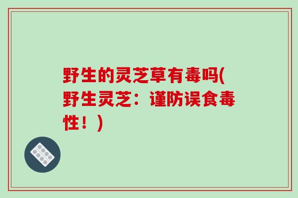野生的灵芝草有毒吗(野生灵芝:谨防误食毒性!)-第1张图片-破壁灵芝孢子粉研究指南 野生的灵芝草有毒吗(野生灵芝:谨防误食毒性!)-第1张图片-破壁灵芝孢子粉研究指南
