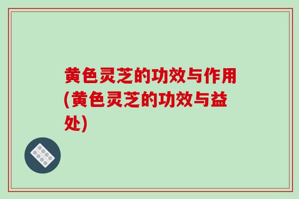 黄色灵芝的功效与作用(黄色灵芝的功效与益处)-第1张图片-破壁灵芝孢子粉研究指南