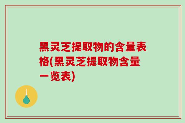 黑灵芝提取物的含量表格(黑灵芝提取物含量一览表)-第1张图片-破壁灵芝孢子粉研究指南 黑灵芝提取物的含量表格(黑灵芝提取物含量一览表)-第1张图片-破壁灵芝孢子粉研究指南