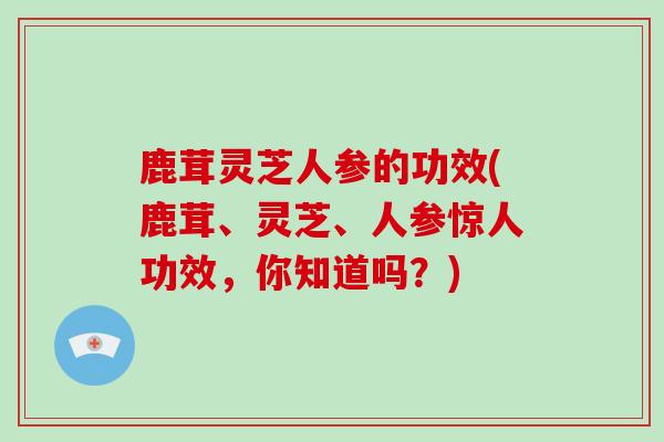鹿茸灵芝人参的功效(鹿茸、灵芝、人参惊人功效,你知道吗?)-第1张图片-破壁灵芝孢子粉研究指南 鹿茸灵芝人参的功效(鹿茸、灵芝、人参惊人功效,你知道吗?)-第1张图片-破壁灵芝孢子粉研究指南