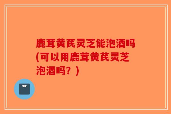 鹿茸黄芪灵芝能泡酒吗(可以用鹿茸黄芪灵芝泡酒吗？)-第1张图片-破壁灵芝孢子粉研究指南