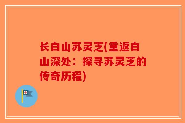 长白山苏灵芝(重返白山深处:探寻苏灵芝的传奇历程)-第1张图片-破壁灵芝孢子粉研究指南 长白山苏灵芝(重返白山深处:探寻苏灵芝的传奇历程)-第1张图片-破壁灵芝孢子粉研究指南