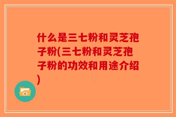 什么是三七粉和灵芝孢子粉(三七粉和灵芝孢子粉的功效和用途介绍)-第1张图片-破壁灵芝孢子粉研究指南