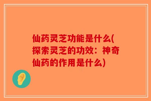 仙药灵芝功能是什么(探索灵芝的功效:神奇仙药的作用是什么)-第1张图片-破壁灵芝孢子粉研究指南 仙药灵芝功能是什么(探索灵芝的功效:神奇仙药的作用是什么)-第1张图片-破壁灵芝孢子粉研究指南