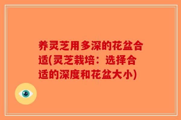 养灵芝用多深的花盆合适(灵芝栽培:选择合适的深度和花盆大小)-第1张图片-破壁灵芝孢子粉研究指南 养灵芝用多深的花盆合适(灵芝栽培:选择合适的深度和花盆大小)-第1张图片-破壁灵芝孢子粉研究指南