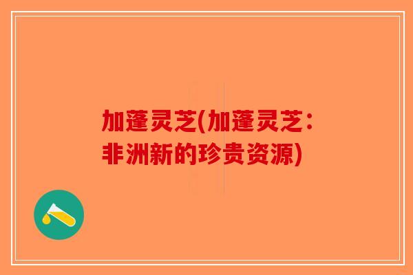 加蓬灵芝(加蓬灵芝：非洲新的珍贵资源)-第1张图片-破壁灵芝孢子粉研究指南