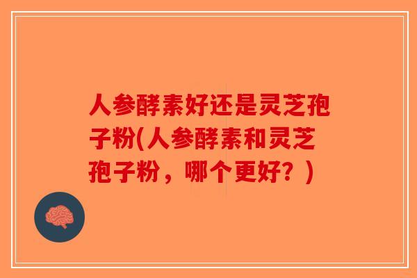 人参酵素好还是灵芝孢子粉(人参酵素和灵芝孢子粉,哪个更好?)-第1张图片-破壁灵芝孢子粉研究指南 人参酵素好还是灵芝孢子粉(人参酵素和灵芝孢子粉,哪个更好?)-第1张图片-破壁灵芝孢子粉研究指南