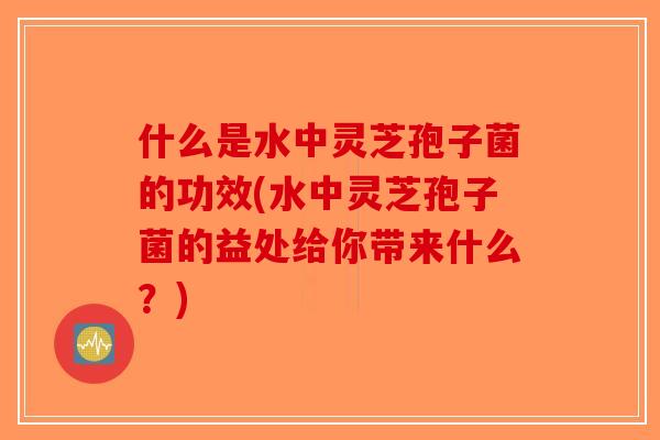 什么是水中灵芝孢子菌的功效(水中灵芝孢子菌的益处给你带来什么？)-第1张图片-破壁灵芝孢子粉研究指南