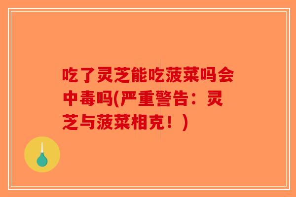 吃了灵芝能吃菠菜吗会中毒吗(严重警告:灵芝与菠菜相克!)-第1张图片-破壁灵芝孢子粉研究指南 吃了灵芝能吃菠菜吗会中毒吗(严重警告:灵芝与菠菜相克!)-第1张图片-破壁灵芝孢子粉研究指南