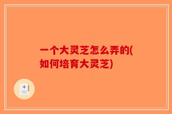 一个大灵芝怎么弄的(如何培育大灵芝)-第1张图片-破壁灵芝孢子粉研究指南 一个大灵芝怎么弄的(如何培育大灵芝)-第1张图片-破壁灵芝孢子粉研究指南