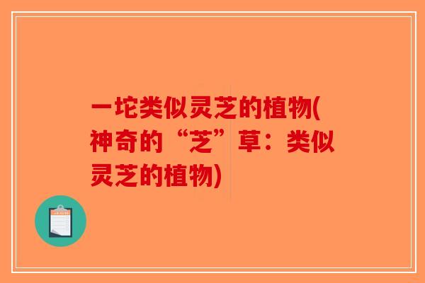 一坨类似灵芝的植物(神奇的“芝”草：类似灵芝的植物)-第1张图片-破壁灵芝孢子粉研究指南