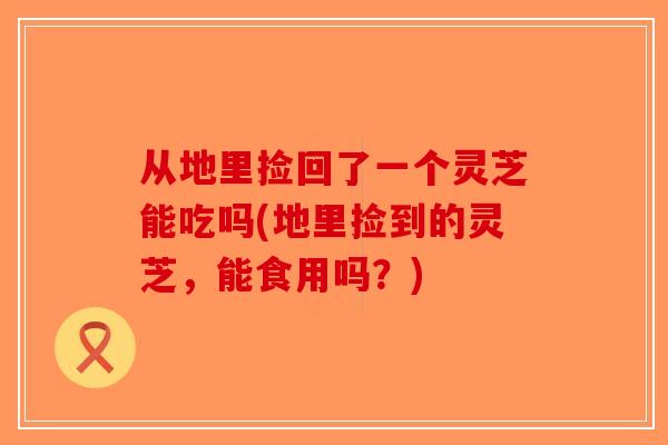 从地里捡回了一个灵芝能吃吗(地里捡到的灵芝，能食用吗？)-第1张图片-破壁灵芝孢子粉研究指南
