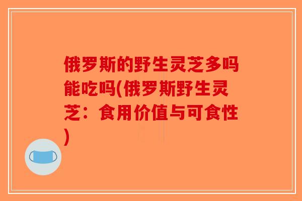 俄罗斯的野生灵芝多吗能吃吗(俄罗斯野生灵芝：食用价值与可食性)-第1张图片-破壁灵芝孢子粉研究指南