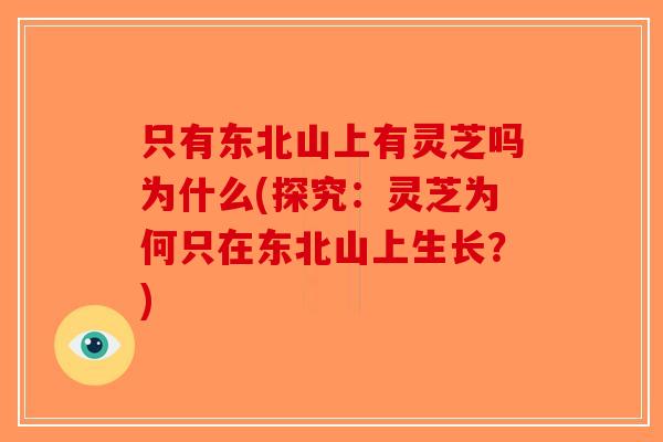 只有东北山上有灵芝吗为什么(探究:灵芝为何只在东北山上生长?)-第1张图片-破壁灵芝孢子粉研究指南 只有东北山上有灵芝吗为什么(探究:灵芝为何只在东北山上生长?)-第1张图片-破壁灵芝孢子粉研究指南
