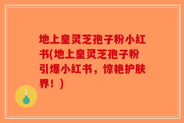 地上皇灵芝孢子粉小红书(地上皇灵芝孢子粉引爆小红书，惊艳护肤界！)-第1张图片-破壁灵芝孢子粉研究指南