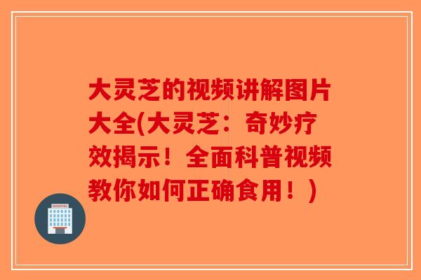 大灵芝的视频讲解图片大全(大灵芝:奇妙疗效揭示!全面科普视频教你如何正确食用!)-第1张图片-破壁灵芝孢子粉研究指南 大灵芝的视频讲解图片大全(大灵芝:奇妙疗效揭示!全面科普视频教你如何正确食用!)-第1张图片-破壁灵芝孢子粉研究指南