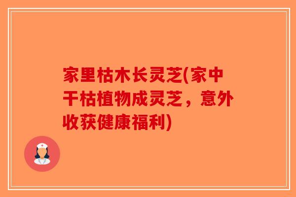 家里枯木长灵芝(家中干枯植物成灵芝,意外收获健康福利)-第1张图片-破壁灵芝孢子粉研究指南 家里枯木长灵芝(家中干枯植物成灵芝,意外收获健康福利)-第1张图片-破壁灵芝孢子粉研究指南