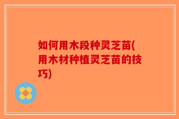如何用木段种灵芝苗(用木材种植灵芝苗的技巧)-第1张图片-破壁灵芝孢子粉研究指南