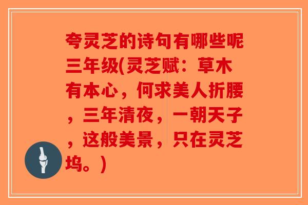 夸灵芝的诗句有哪些呢三年级(灵芝赋：草木有本心，何求美人折腰，三年清夜，一朝天子，这般美景，只在灵芝坞。)-第1张图片-破壁灵芝孢子粉研究指南