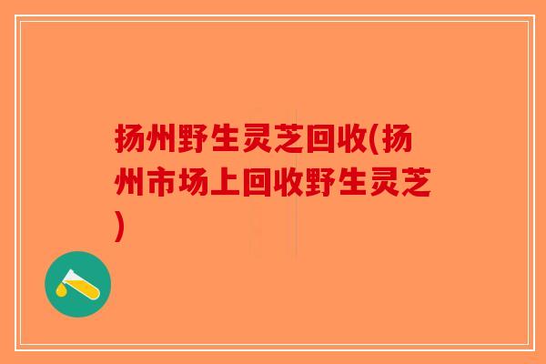 扬州野生灵芝回收(扬州市场上回收野生灵芝)-第1张图片-破壁灵芝孢子粉研究指南