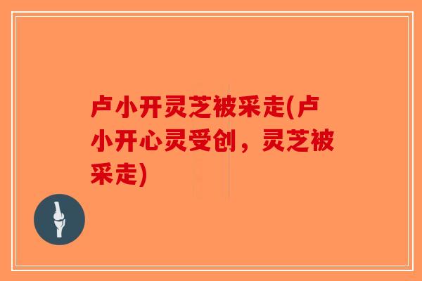 卢小开灵芝被采走(卢小开心灵受创，灵芝被采走)-第1张图片-破壁灵芝孢子粉研究指南