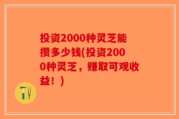 投资2000种灵芝能攒多少钱(投资2000种灵芝，赚取可观收益！)-第1张图片-破壁灵芝孢子粉研究指南
