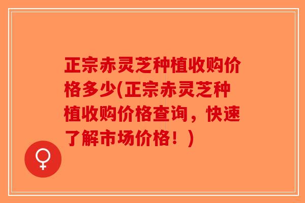 正宗赤灵芝种植收购价格多少(正宗赤灵芝种植收购价格查询，快速了解市场价格！)-第1张图片-破壁灵芝孢子粉研究指南