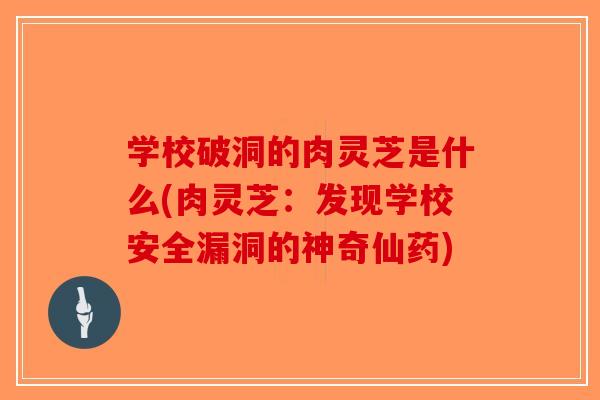 学校破洞的肉灵芝是什么(肉灵芝：发现学校安全漏洞的神奇仙药)-第1张图片-破壁灵芝孢子粉研究指南