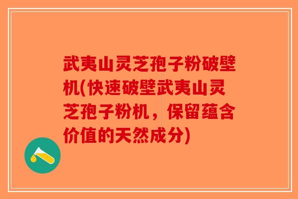 武夷山灵芝孢子粉破壁机(快速破壁武夷山灵芝孢子粉机，保留蕴含价值的天然成分)-第1张图片-破壁灵芝孢子粉研究指南