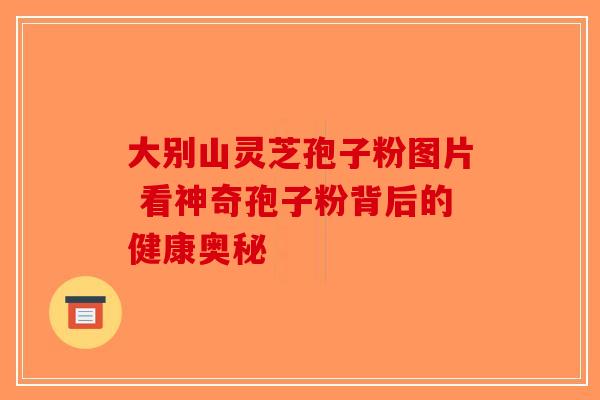 大别山灵芝孢子粉图片 看神奇孢子粉背后的健康奥秘-第1张图片-破壁灵芝孢子粉研究指南