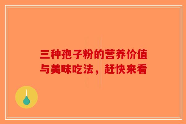 三种孢子粉的营养价值与美味吃法，赶快来看-第1张图片-破壁灵芝孢子粉研究指南