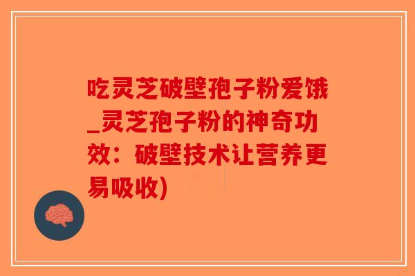 吃灵芝破壁孢子粉爱饿_灵芝孢子粉的神奇功效：破壁技术让营养更易吸收)-第1张图片-破壁灵芝孢子粉研究指南