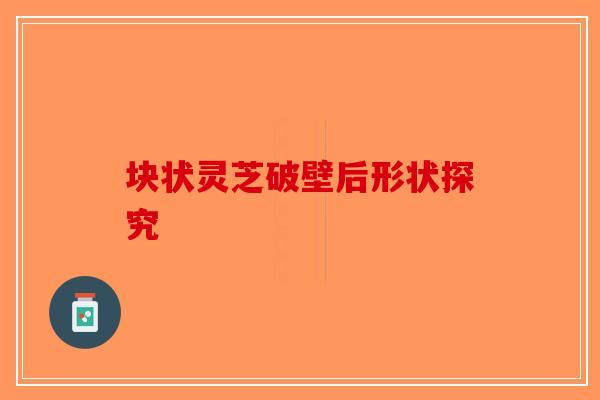 块状灵芝破壁后形状探究-第1张图片-破壁灵芝孢子粉研究指南