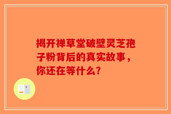 揭开禅草堂破壁灵芝孢子粉背后的真实故事，你还在等什么？-第1张图片-破壁灵芝孢子粉研究指南